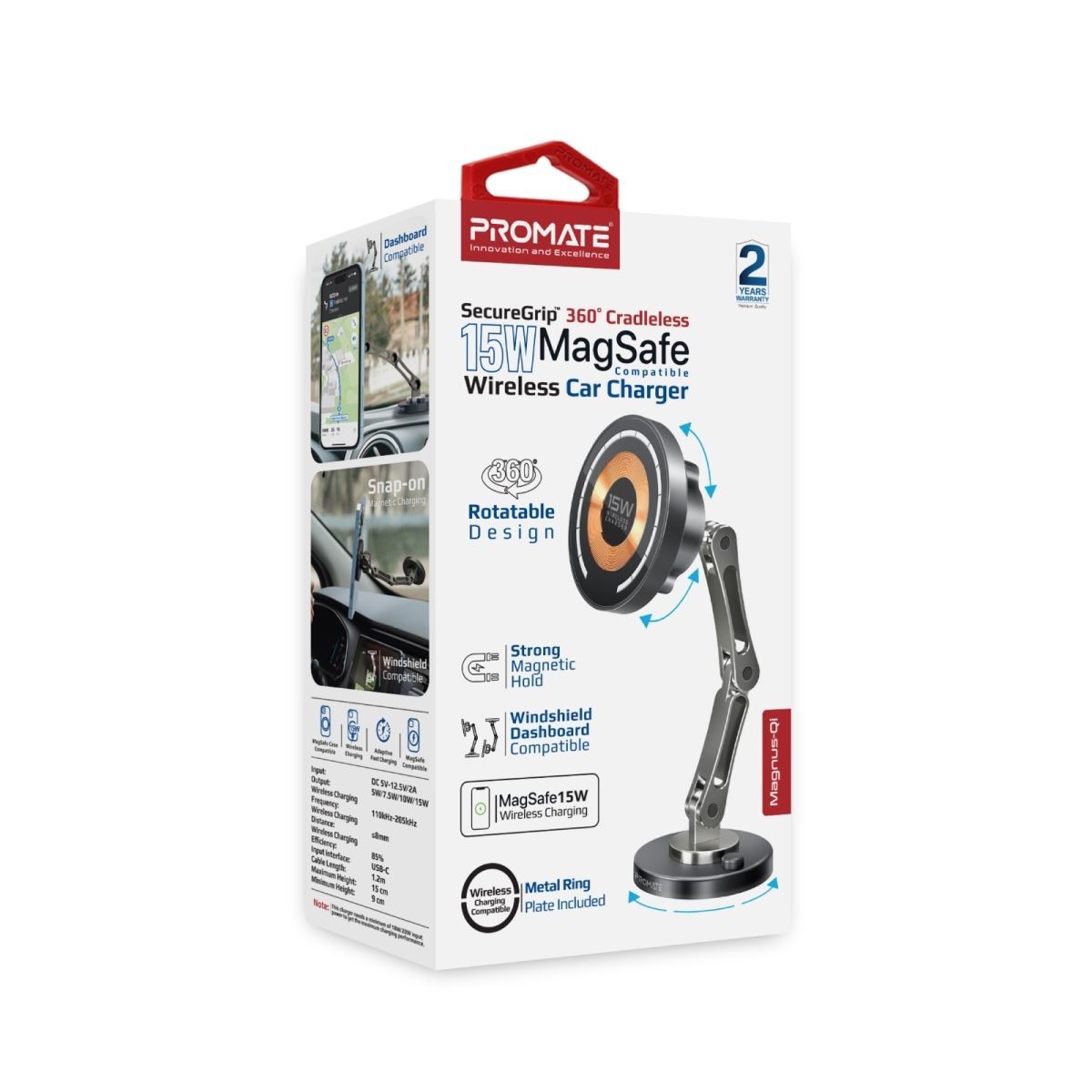 PROMATE MAGNUS-QI Secure Wireless In-Car Phone Charger and Holder - Image 7