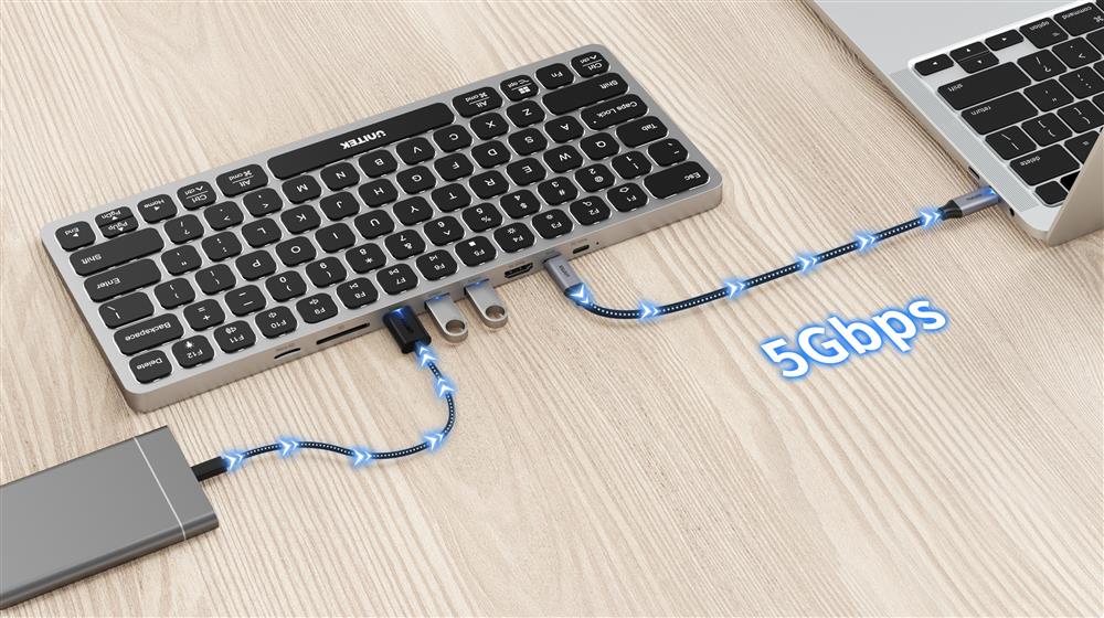 UNITEK D1092A 9-in-1 Hub with Keyboard - Image 3